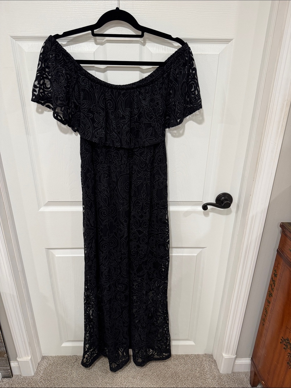 Soma Sundress Black Lace Maxi Dress Off shoulder Sleeves - Picture 7 of 7